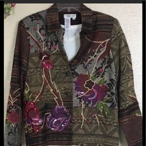 Coldwater Creek Quilt Embroidery Jacket